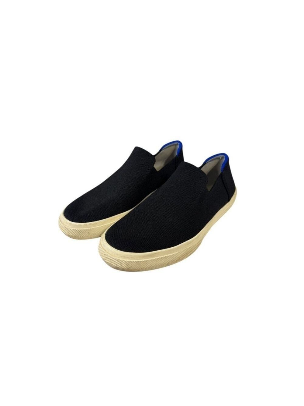 Unisex Rothy's Black The City Slip On Sneakers M8.5 W10 with Blue Trim